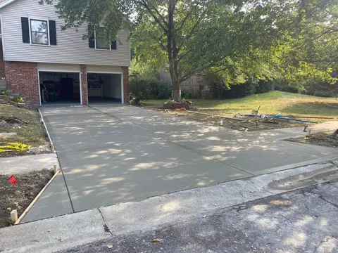 Two car concrete driveway installation in Lenexa, KS